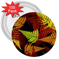 3d Red Abstract Fern Leaf Pattern 3  Buttons (100 Pack)  by Amaryn4rt