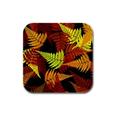 3d Red Abstract Fern Leaf Pattern Rubber Square Coaster (4 Pack)  by Amaryn4rt