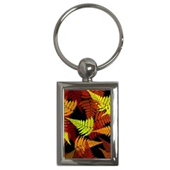 3d Red Abstract Fern Leaf Pattern Key Chains (rectangle)  by Amaryn4rt