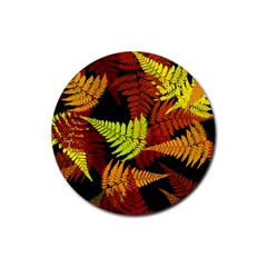 3d Red Abstract Fern Leaf Pattern Rubber Round Coaster (4 Pack)  by Amaryn4rt