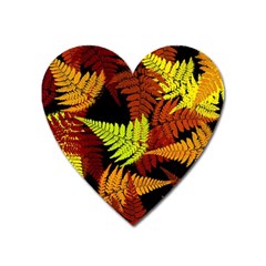 3d Red Abstract Fern Leaf Pattern Heart Magnet by Amaryn4rt