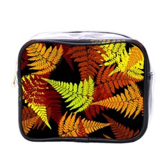 3d Red Abstract Fern Leaf Pattern Mini Toiletries Bags by Amaryn4rt