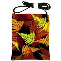 3d Red Abstract Fern Leaf Pattern Shoulder Sling Bags by Amaryn4rt