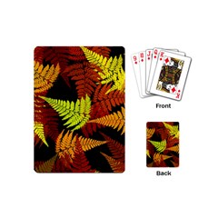 3d Red Abstract Fern Leaf Pattern Playing Cards (mini)  by Amaryn4rt