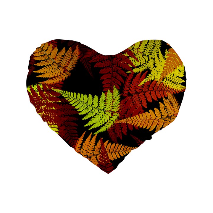 3d Red Abstract Fern Leaf Pattern Standard 16  Premium Heart Shape Cushions