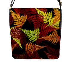 3d Red Abstract Fern Leaf Pattern Flap Messenger Bag (l)  by Amaryn4rt