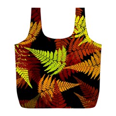 3d Red Abstract Fern Leaf Pattern Full Print Recycle Bags (l)  by Amaryn4rt