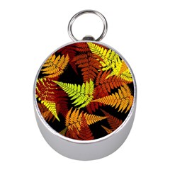 3d Red Abstract Fern Leaf Pattern Mini Silver Compasses by Amaryn4rt