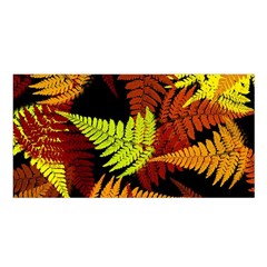 3d Red Abstract Fern Leaf Pattern Satin Shawl by Amaryn4rt