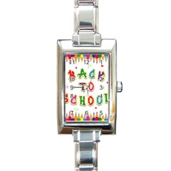 Back To School Rectangle Italian Charm Watch