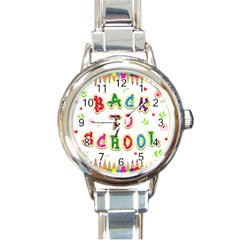 Back To School Round Italian Charm Watch