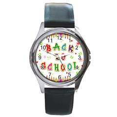 Back To School Round Metal Watch