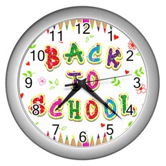 Back To School Wall Clocks (silver)  by Amaryn4rt