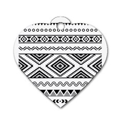 Aztec Pattern Dog Tag Heart (two Sides) by Amaryn4rt