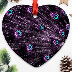 Bird Color Purple Passion Peacock Beautiful Ornament (heart) by Amaryn4rt