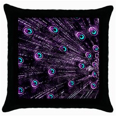 Bird Color Purple Passion Peacock Beautiful Throw Pillow Case (black) by Amaryn4rt