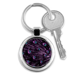 Bird Color Purple Passion Peacock Beautiful Key Chains (round)  by Amaryn4rt