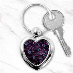 Bird Color Purple Passion Peacock Beautiful Key Chains (heart)  by Amaryn4rt