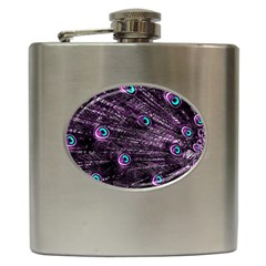 Bird Color Purple Passion Peacock Beautiful Hip Flask (6 Oz) by Amaryn4rt