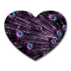 Bird Color Purple Passion Peacock Beautiful Heart Mousepads by Amaryn4rt