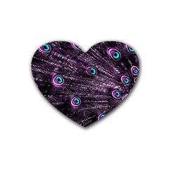 Bird Color Purple Passion Peacock Beautiful Heart Coaster (4 Pack)  by Amaryn4rt