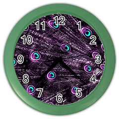 Bird Color Purple Passion Peacock Beautiful Color Wall Clocks by Amaryn4rt