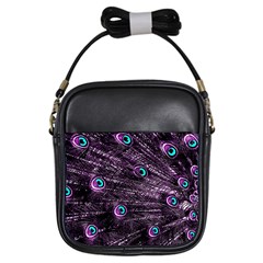 Bird Color Purple Passion Peacock Beautiful Girls Sling Bags by Amaryn4rt