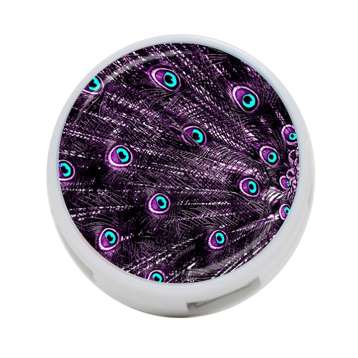 Bird Color Purple Passion Peacock Beautiful 4-Port USB Hub (One Side)