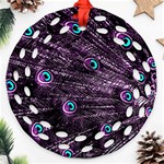 Bird Color Purple Passion Peacock Beautiful Round Filigree Ornament (Two Sides) Front