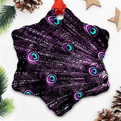 Bird Color Purple Passion Peacock Beautiful Snowflake Ornament (two Sides) by Amaryn4rt