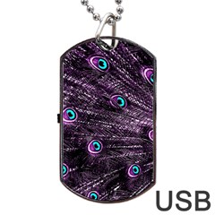 Bird Color Purple Passion Peacock Beautiful Dog Tag Usb Flash (one Side) by Amaryn4rt