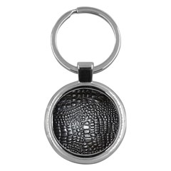 Black Alligator Leather Key Chains (round) 