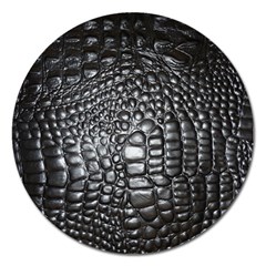 Black Alligator Leather Magnet 5  (round) by Amaryn4rt