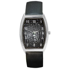 Black Alligator Leather Barrel Style Metal Watch by Amaryn4rt