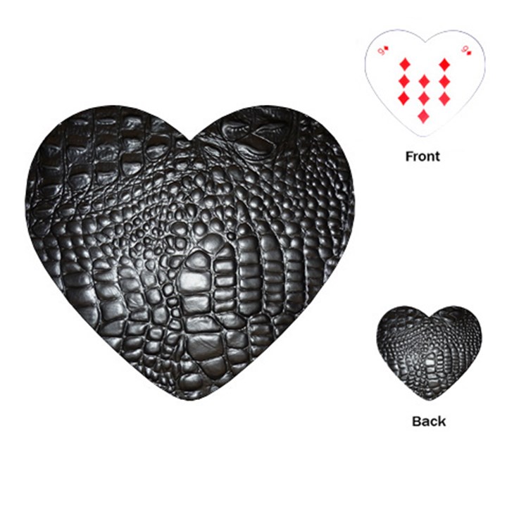 Black Alligator Leather Playing Cards (Heart) 