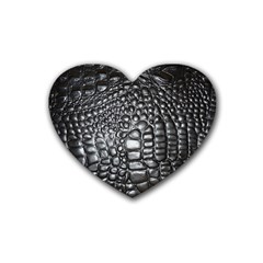 Black Alligator Leather Rubber Coaster (heart)  by Amaryn4rt