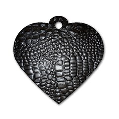 Black Alligator Leather Dog Tag Heart (two Sides) by Amaryn4rt