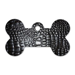 Black Alligator Leather Dog Tag Bone (two Sides) by Amaryn4rt