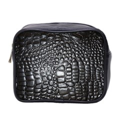 Black Alligator Leather Mini Toiletries Bag 2-side