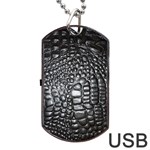 Black Alligator Leather Dog Tag USB Flash (Two Sides) Front