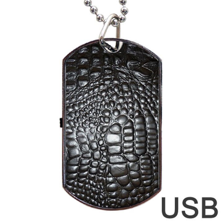 Black Alligator Leather Dog Tag USB Flash (Two Sides)