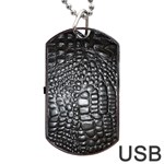 Black Alligator Leather Dog Tag USB Flash (Two Sides) Back