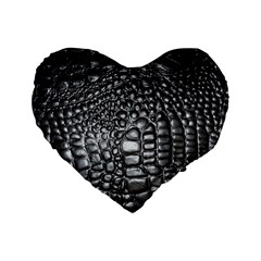 Black Alligator Leather Standard 16  Premium Heart Shape Cushions by Amaryn4rt