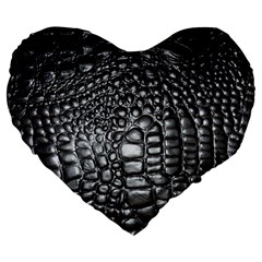 Black Alligator Leather Large 19  Premium Heart Shape Cushions by Amaryn4rt