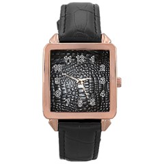 Black Alligator Leather Rose Gold Leather Watch  by Amaryn4rt