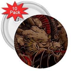 Chinese Dragon 3  Buttons (10 Pack) 