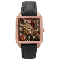 Chinese Dragon Rose Gold Leather Watch  by Amaryn4rt