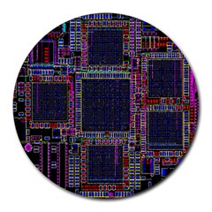 Technology Circuit Board Layout Pattern Round Mousepads by Amaryn4rt