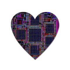 Technology Circuit Board Layout Pattern Heart Magnet by Amaryn4rt