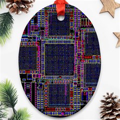 Technology Circuit Board Layout Pattern Oval Ornament (two Sides) by Amaryn4rt